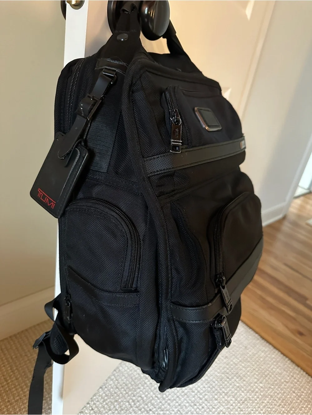 Tumi Black Nylon Backpack with Gray Trim